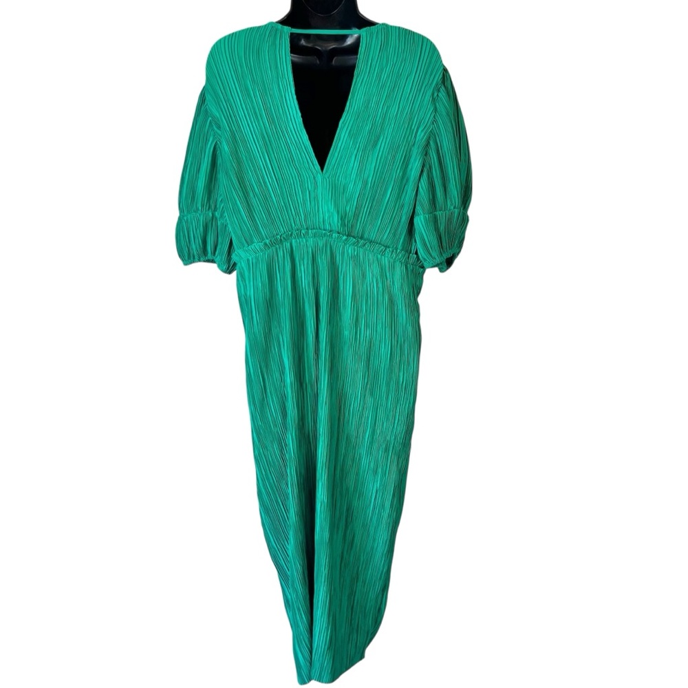 Anthropologie V-Neck Pleated Slim Midi Dress - Picture 11 of 12
